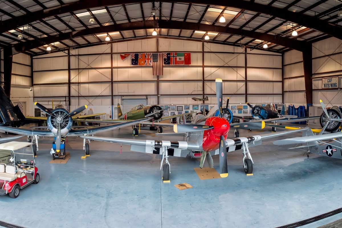Vintage World War II aircraft inside the CAF Airbase Georgia hangar in Peachtree City