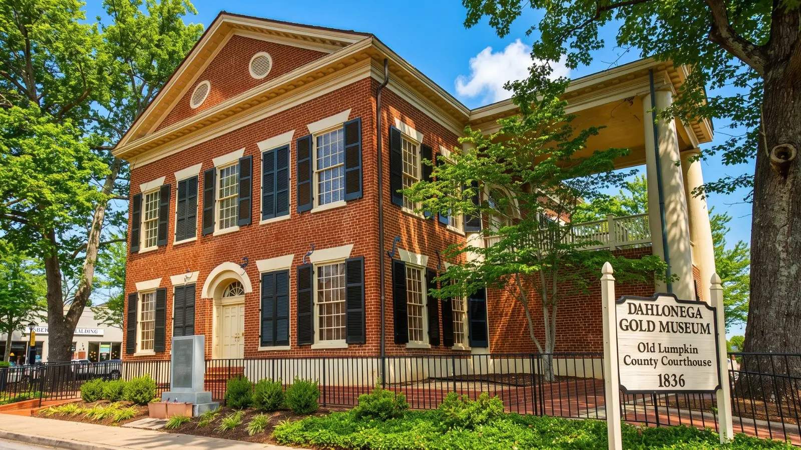 Historic Public Square and Dahlonega Gold Museum in downtown Dahlonega, Georgia